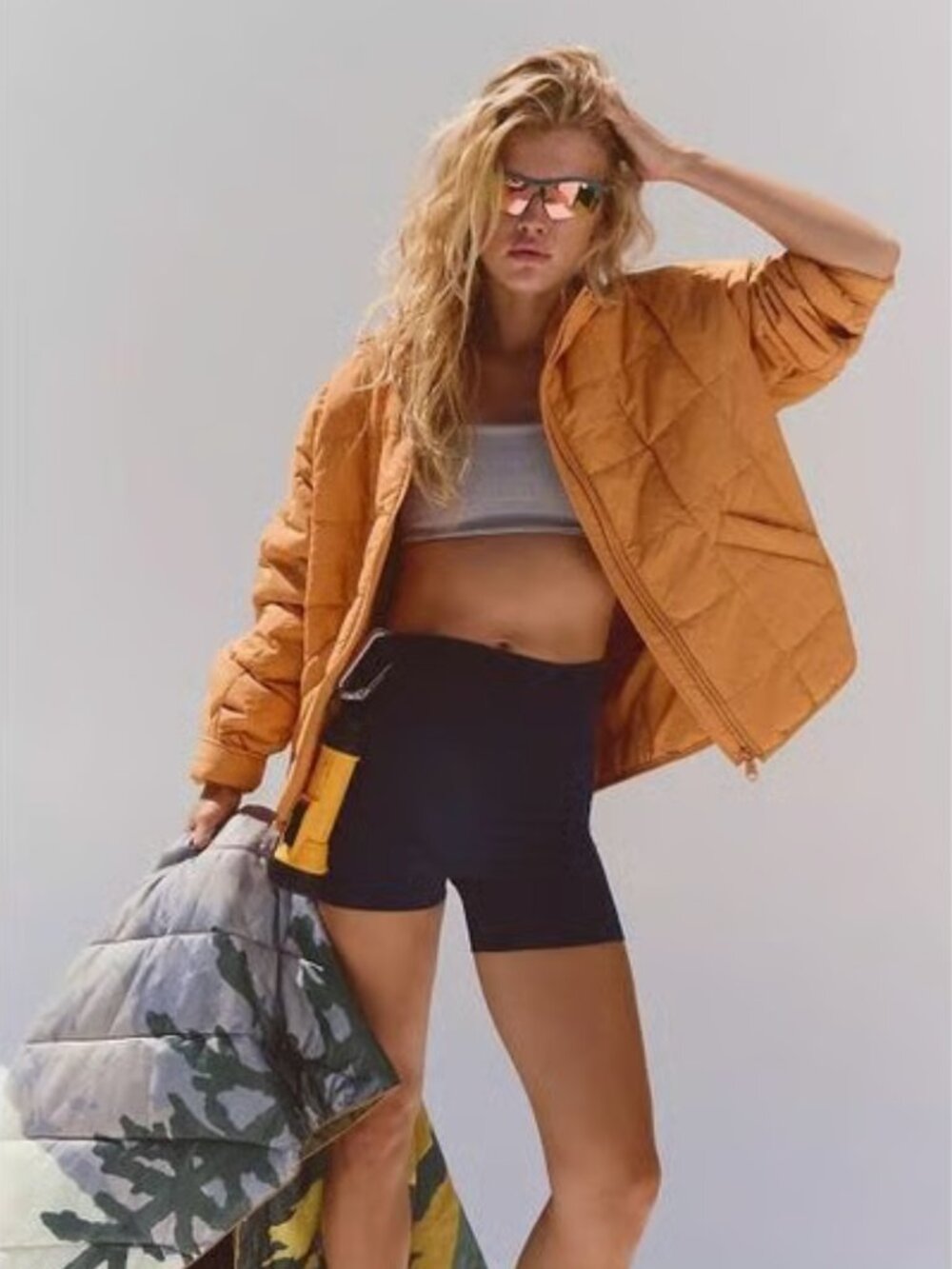 Free People Pippa Packable Puffer Jacket Large Orange NWT